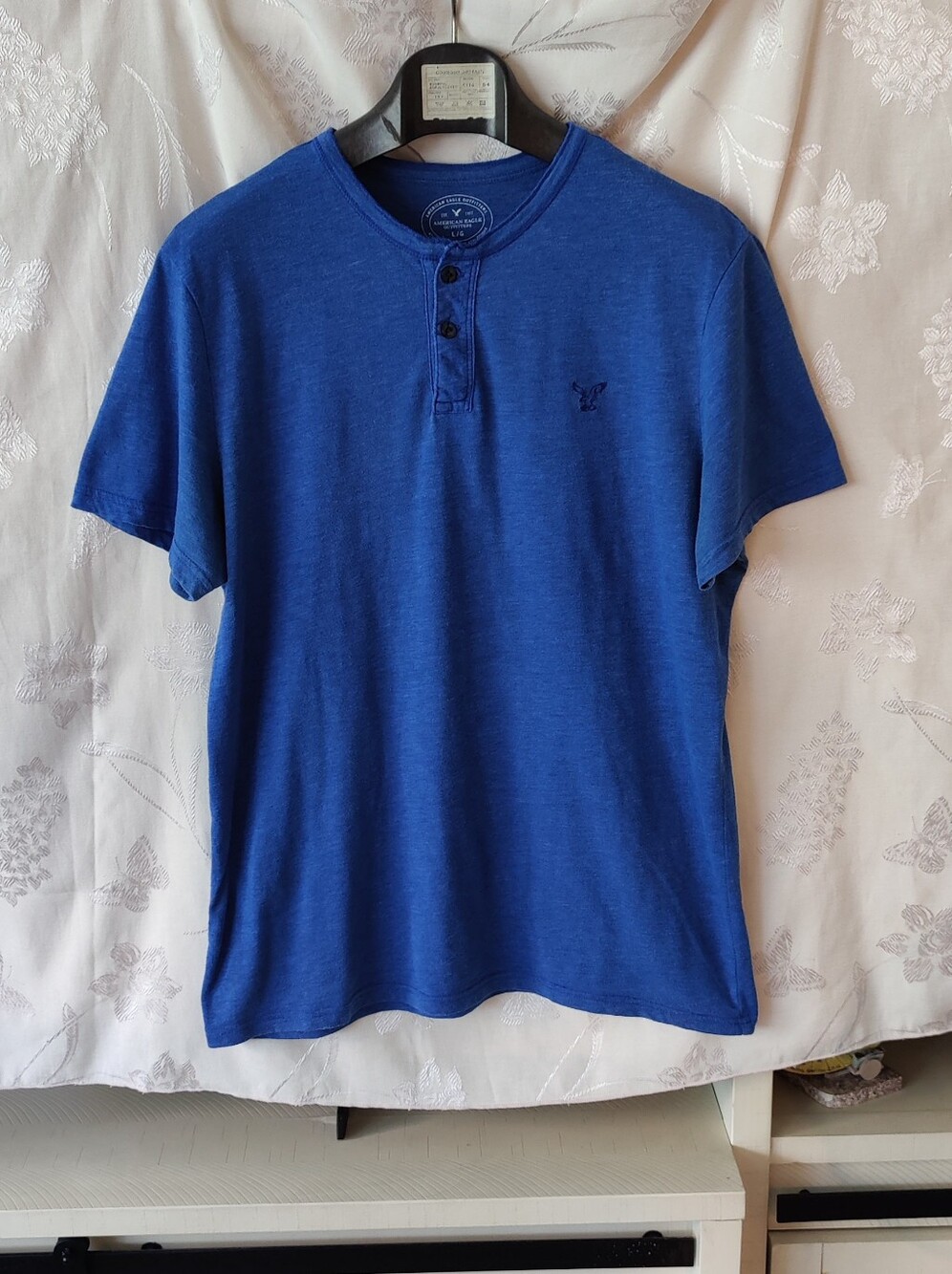 American Eagle Outfitters Mens Blue Henley Sz Lg
